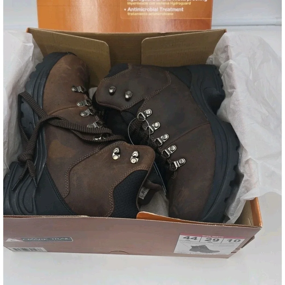 Mens Brown Leather Sneakers Size 10 W Ozark Trail Hiking Shoes NEW